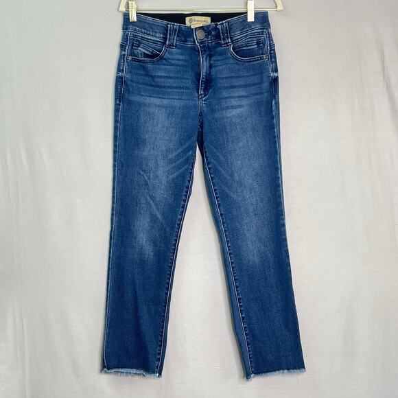 Democracy Womens Ab Technology Medium Wash Denim Raw Hem Skinny Jeans Size 6‎ - Picture 1 of 13